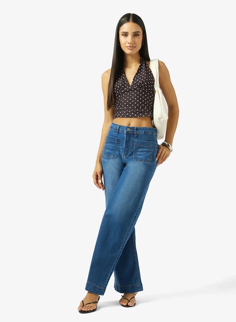 جينجر High Rise Straight Fit Jeans